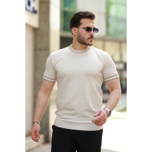 Erkek Bisiklet Yaka Ribanalı Kısa Kollu Tshirt