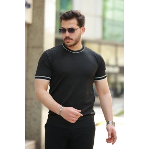 Erkek Bisiklet Yaka Ribanalı Kısa Kollu Tshirt