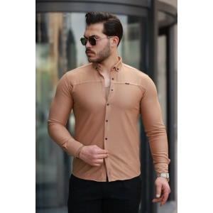 Erkek çıtçıt Düğmeli Dikiş Detaylı Uzun Kollu Gömlek