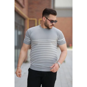 Erkek çizgi Desenli Bisiklet Yaka Kısa Kollu T-sihrt