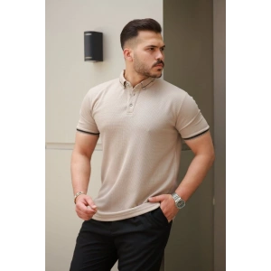 Erkek Düğmeli Yaka Waffle Kumaş Kısa Kollu Tişört