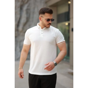 Erkek Düğmeli Yaka Waffle Kumaş Kısa Kollu Tişört