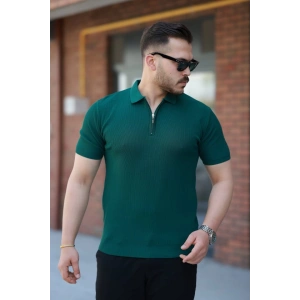 Erkek Fermuarlı Yakalı Kısa Kollu Tshirt