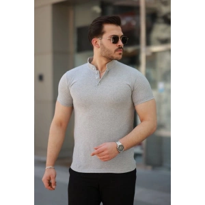 Erkek Hakim Yaka Dokuma Pamuklu Kumaş Kısa Kollu T-shirt