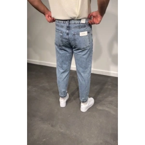Erkek Kar Yıkamalı Buz Mavi Mom Jean