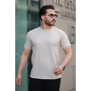 Erkek Kısa Kollu Zigzag Desenli T-shirt