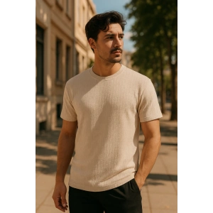 Erkek Kısa Kollu Zigzag Desenli T-shirt