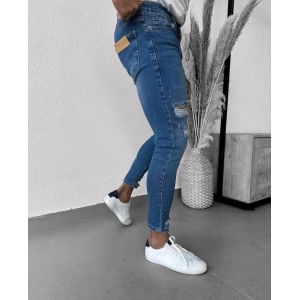 Erkek Mavi Yıkama Detaylı Skinny Jean
