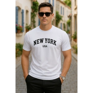 Erkek New York Baskılı Süprem T-shirt
