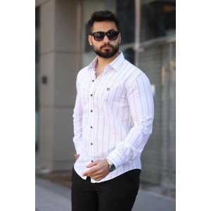 Erkek Pamuklu Çizgi Desenli Gömlek