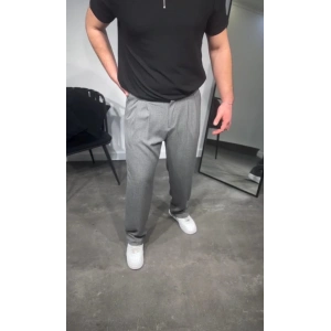 Erkek Pileli Kumaş Baggy Pantolon