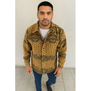 Erkek Polar Fermuarlı Sweatshirt – Kapüşonsuz, Cepli, Yumuşak Dokulu, Oversize Rahat Kalıp, Kışlık Sıcak Tutan Fermuarlı Üst - Sarı