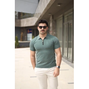 Erkek Polo Yaka Fermuar Detaylı Tişört