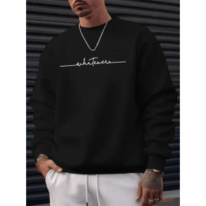 Erkek Uzun Kollu Bisiklet Yaka Yazı Baskılı Iki Iplik Bluz