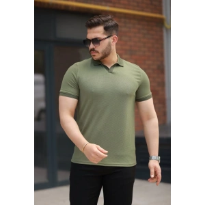 Erkek Yakalı Waffle Dokulu Kısa Kollu Tişört