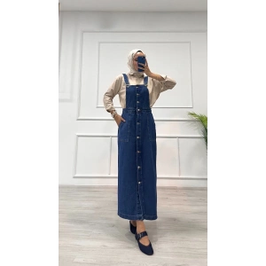 Etekli salopet enzim süper taş yıkama koyu mavi d2521