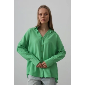 Geniş Manşet Detaylı Gömlek - A.Yeşil