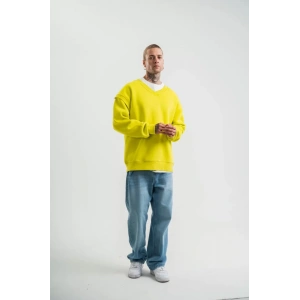 Geniş V Yaka Kol Ribana Detaylı SweatShirt - Sarı