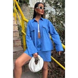 Gömlek Ve Şort Flamlı Keten Takım 10130