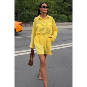 Gömlek Ve Şort Flamlı Keten Takım 10130