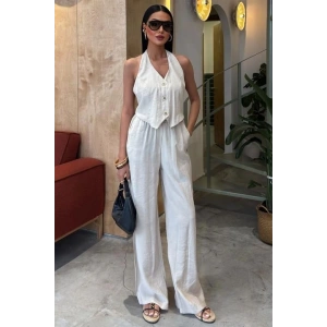 Halter Yaka Yelekli Modal Takım 10144