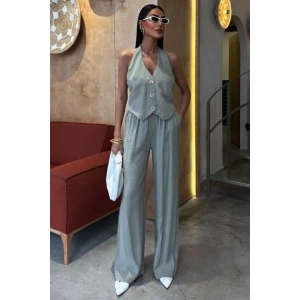 Halter Yaka Yelekli Modal Takım 10144