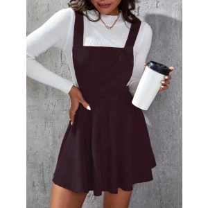 Kadın Askılı Sırttan çapraz Detaylı Kısa Kiloş Kadife Mini Elbise