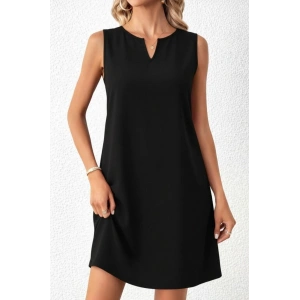 Kadın Askılı V Yakalı Mini Ithal Krep Elbise