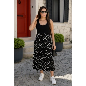 Kadın Askılı Yuvarlak Yaka üst Viskon Alt Desenli Bürümcük Elbise