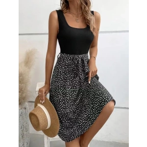 Kadın Askılı Yuvarlak Yakalı üst Viskon Alt Süprem Kısa Elbise