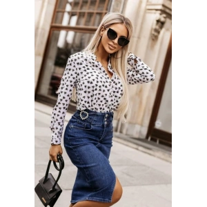 Kadın Hakim Yaka Metal Düğmeli Moskrep Kumaş Bluz