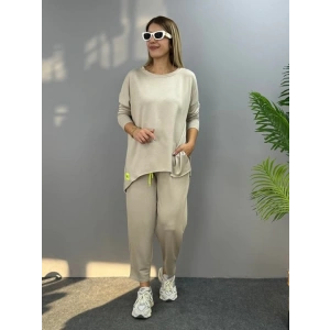 Kadın Iki Iplik Viskon Pamuk Kumaş Arma Detaylı Ikili Takım