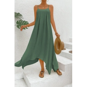 Kadın Ip Askılı V Yakalı Asimetrik Detaylı Aerobin Elbise