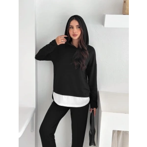 Kadın Kapşunlu Ve Atlet Detaylı Tunik Yüksek Bel Pantolunlu ıkılı Takım