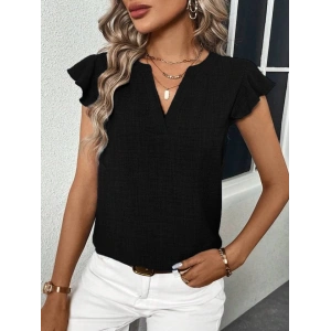 Kadın Kısa Kelebek Kollu V Yakalı Bluz