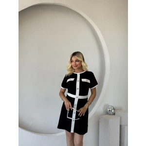 Kadın Kısa Kollu Bisiklet Yaka önden Düğmeli Modal Elbise