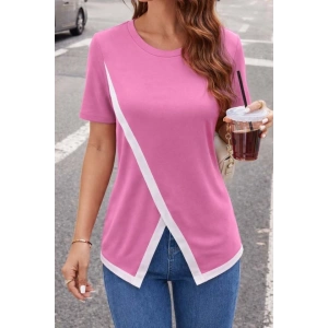 Kadın Kısa Kollu Bisiklet Yaka Viskon Bluz