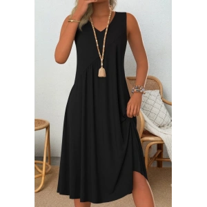 Kadın Kolsuz V Yakalı Mikro Elbise