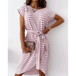 Kadın Kuşaklı Turlu Viskon Kumaş Elbise