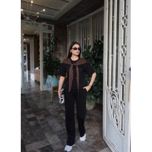 Kadın Leopar Detay Bağlamalı Takım