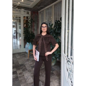 Kadın Leopar Detay Bağlamalı Takım