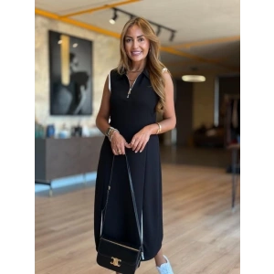 Kadın Modal Kumaş Fermuarlı Kolsuz Midi Boy Elbise