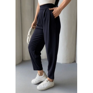 Kadın Scuba Krep Likralı Yan Fermuarlı Lastikli Harem Pantolon