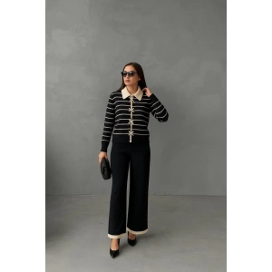 Kadın şerit Detay Bol Paça Pantolu ıkılı Takım