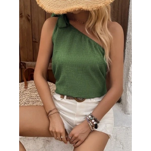 Kadın Tek Omuzdan Askılı Bağcıklı Keten Bluz