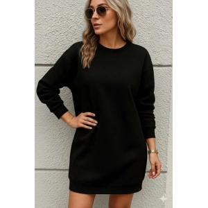 Kadın Uzun Kollu Bisiklet Yaka Iki Iplik Elbise