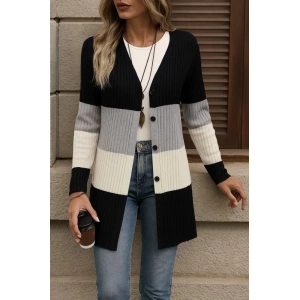 Kadın Uzun Kollu çok Renkli önden Düğmeli Uzun Ceket