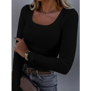 Kadın Uzun Kollu Derin Yuvarlak Yaka Kaşkorse Bluz