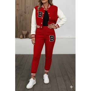 Kadın Uzun Kollu Hakim Yaka önden Düğmeli Ceket Pantolon şardonlu Iki Iplik Ikili Takım