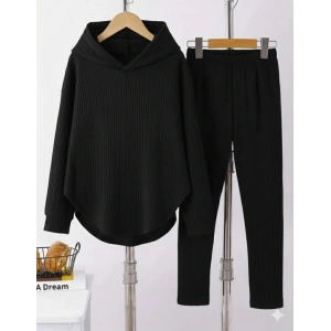 Kadın Uzun Kollu Kapşonlu Meloni Bluz Ve Pantolon Ikili Takım